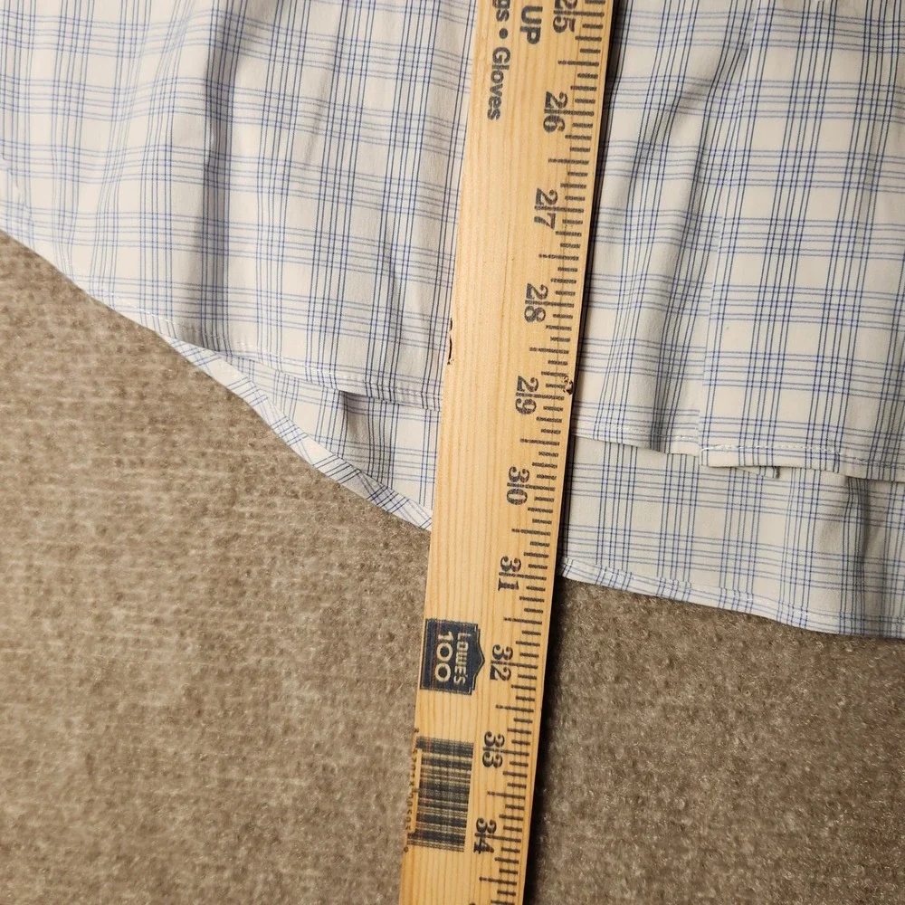 Bonobos Dress Shirt Men 17 35 Blue White Plaid Tailored Fit Long Sleve Button Up